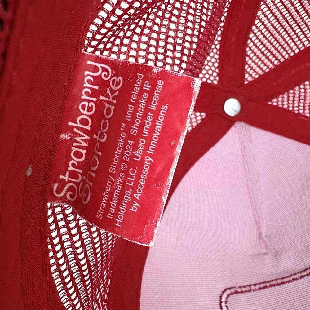 Strawberry Shortcake Trucker Hat Pink Red Mesh Snapback Cap Adult‎ Sz Adjustable